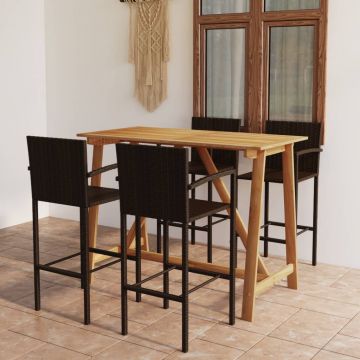 vidaXL Set mobilier bar de grădină, 5 piese, maro