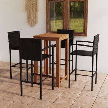 vidaXL Set mobilier bar de grădină, 5 piese, negru