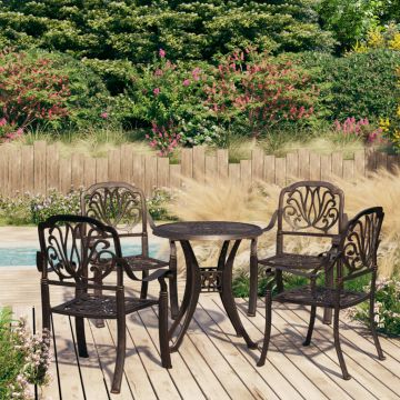 vidaXL Set mobilier bistro, 5 piese, bronz, aluminiu turnat vidaXL Set mobilier bistro, 5 piese, bronz, aluminiu turnat