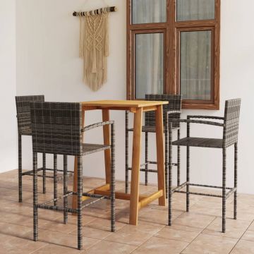 vidaXL Set mobilier de bar de grădină, 5 piese, gri