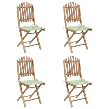 vidaXL Set mobilier de exterior pliabil cu perne, 5 piese, bambus