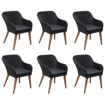 vidaXL Set mobilier de grădină, 7 piese, negru