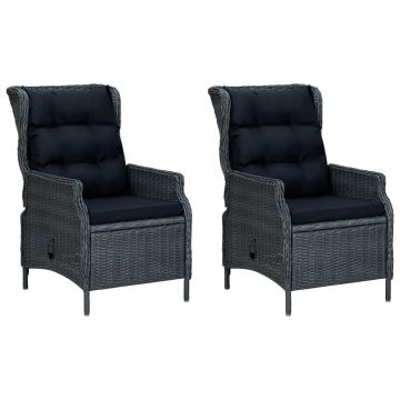 vidaXL Set mobilier exterior cu perne, 9 piese, gri închis, poliratan