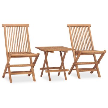 vidaXL Set mobilier exterior pliabil cu perne, 3 piese, lemn masiv tec