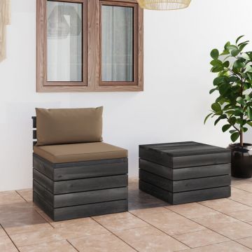 vidaXL Set mobilier grădină din paleți, 2 piese, cu perne, lemn de pin vidaXL Set mobilier grădină din paleți, 2 piese, cu perne, lemn de pin