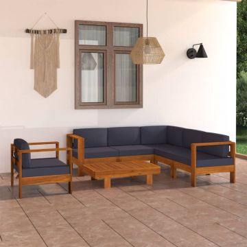 vidaXL Set mobilier grădină perne gri închis, 7 piese, lemn acacia vidaXL Set mobilier grădină perne gri închis, 7 piese, lemn acacia