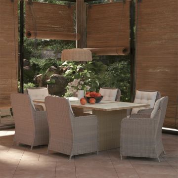 vidaXL Set mobilier pentru grădină, 7 piese, maro, poliratan