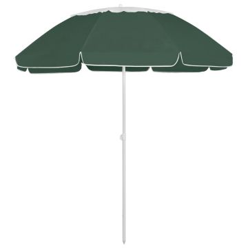 vidaXL Umbrelă de soare de plajă, verde, 300 cm