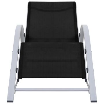 vidaXL Șezlong, negru, textilenă și aluminiu