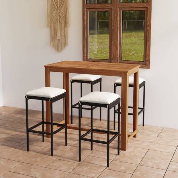 vidaXL Set mobilier bar de grădină cu perne, 5 piese, negru