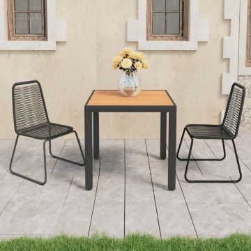 vidaXL Set mobilier de grădină, 3 piese, negru și maro, ratan PVC