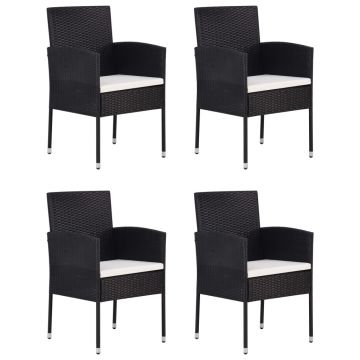 vidaXL Set mobilier de grădină, 5 piese, negru