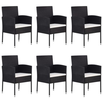 vidaXL Set mobilier de grădină, 7 piese, negru