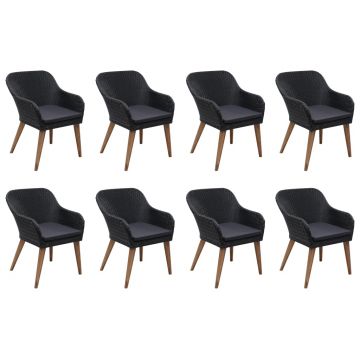 vidaXL Set mobilier de grădină, 9 piese, negru