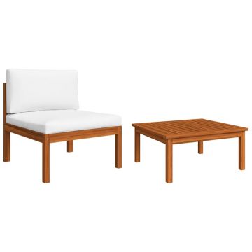 vidaXL Set mobilier de grădină cu perne, 2 piese, lemn masiv acacia