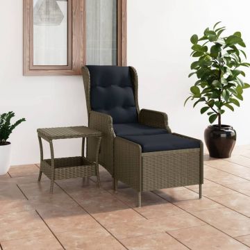 vidaXL Set mobilier de grădină cu perne, 2 piese, maro, poliratan
