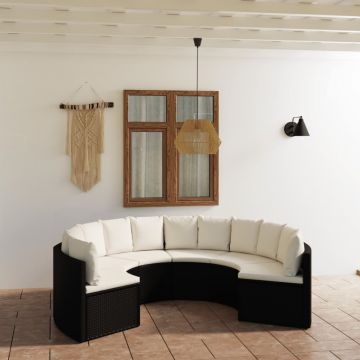 vidaXL Set mobilier de grădină cu perne, 6 piese, negru, poliratan