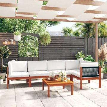 vidaXL Set mobilier grădină cu perne, crem, 6 piese, lemn masiv acacia