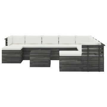 vidaXL Set mobilier grădină din paleți cu perne, 11 piese, lemn de pin vidaXL Set mobilier grădină din paleți cu perne, 11 piese, lemn de pin