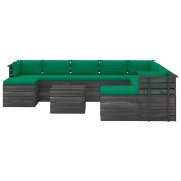 vidaXL Set mobilier grădină din paleți cu perne, 11 piese, lemn de pin vidaXL Set mobilier grădină din paleți cu perne, 11 piese, lemn de pin