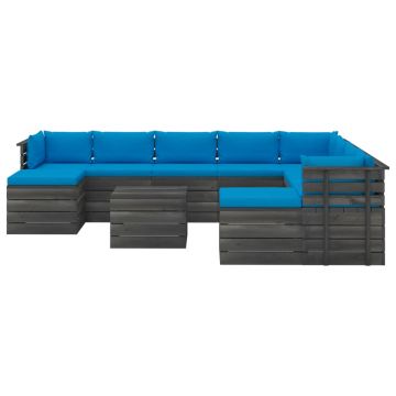 vidaXL Set mobilier grădină din paleți cu perne, 11 piese, lemn de pin vidaXL Set mobilier grădină din paleți cu perne, 11 piese, lemn de pin