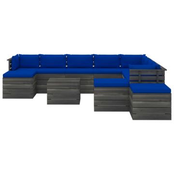 vidaXL Set mobilier grădină din paleți cu perne, 12 piese, lemn de pin vidaXL Set mobilier grădină din paleți cu perne, 12 piese, lemn de pin