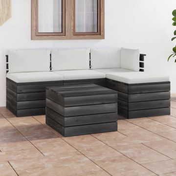 vidaXL Set mobilier grădină din paleți cu perne, 5 piese, lemn de pin vidaXL Set mobilier grădină din paleți cu perne, 5 piese, lemn de pin