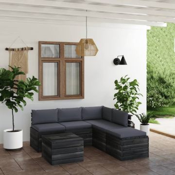 vidaXL Set mobilier grădină din paleți cu perne, 6 piese, lemn de pin vidaXL Set mobilier grădină din paleți cu perne, 6 piese, lemn de pin
