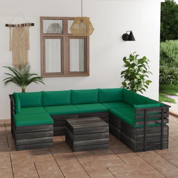 vidaXL Set mobilier grădină din paleți cu perne, 8 piese, lemn de pin vidaXL Set mobilier grădină din paleți cu perne, 8 piese, lemn de pin