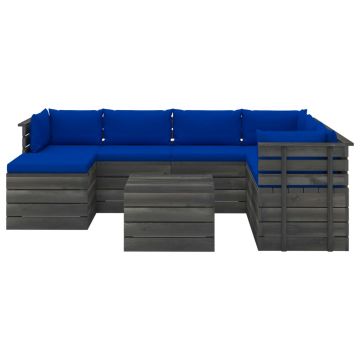 vidaXL Set mobilier grădină din paleți cu perne, 8 piese, lemn de pin vidaXL Set mobilier grădină din paleți cu perne, 8 piese, lemn de pin