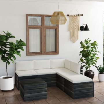 vidaXL Set mobilier grădină paleți cu perne, 6 piese, lemn masiv pin