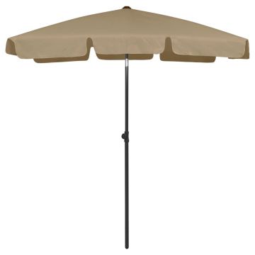 vidaXL Umbrelă de plajă, gri taupe, 180x120 cm