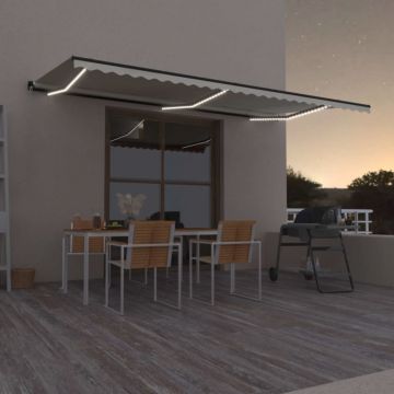 vidaXL Copertină retractabilă manual cu LED, crem, 600x350 cm