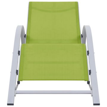 vidaXL Șezlong, verde, textilenă și aluminiu