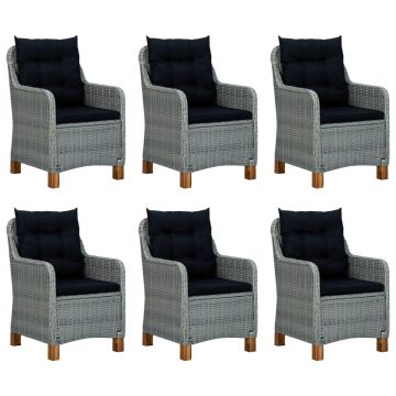 vidaXL Set mobilier de exterior cu perne,7 piese,gri deschis,poliratan