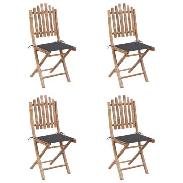 vidaXL Set mobilier de exterior pliabil, cu perne, 5 piese, bambus