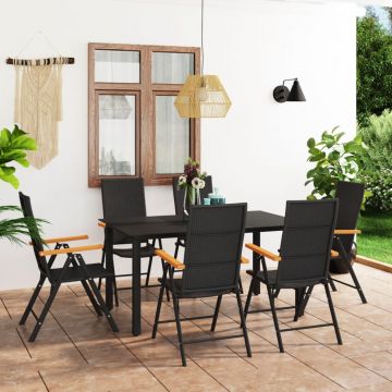 vidaXL Set mobilier de grădină, 7 piese, negru și maro