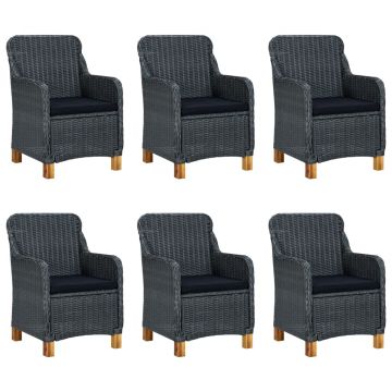 vidaXL Set mobilier exterior cu perne, 7 piese, gri închis, poliratan