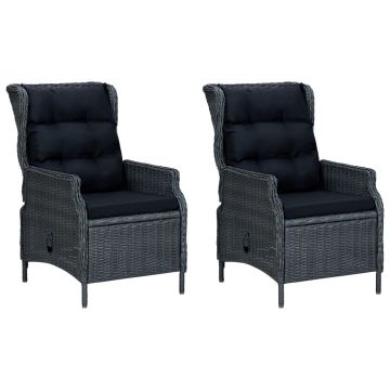 vidaXL Set mobilier exterior cu perne, 9 piese, gri închis, poliratan
