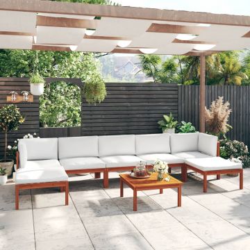 vidaXL Set mobilier grădină cu perne, 8 piese, crem, lemn masiv acacia