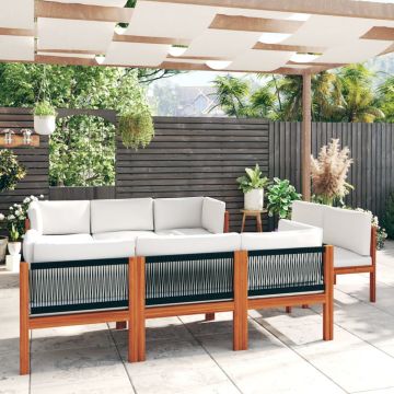 vidaXL Set mobilier grădină cu perne, crem, 9 piese, lemn masiv acacia