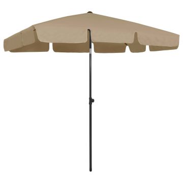 vidaXL Umbrelă de plajă, gri taupe, 200x125 cm