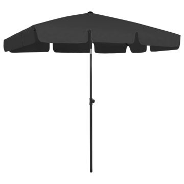 vidaXL Umbrelă de plajă, negru, 200x125 cm