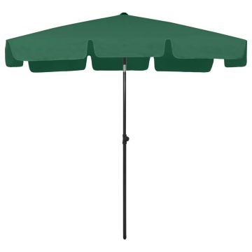 vidaXL Umbrelă de plajă, verde, 200x125 cm