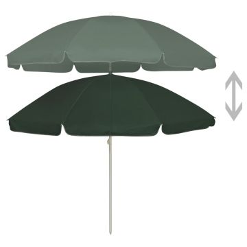 vidaXL Umbrelă de plajă, verde, 240 cm