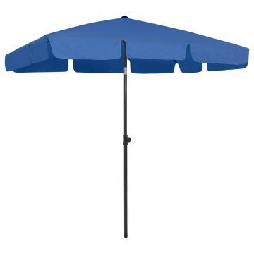 vidaXL Umbrelă de soare de plajă, albastru azuriu, 200x125 cm