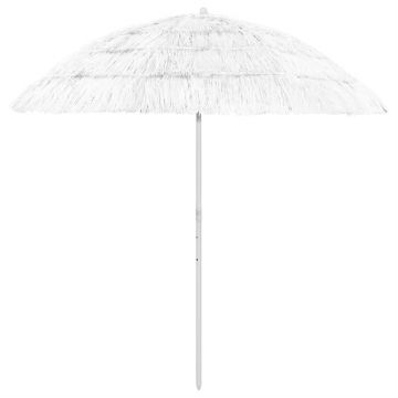 vidaXL Umbrelă de soare de plajă Hawaii, alb, 240 cm