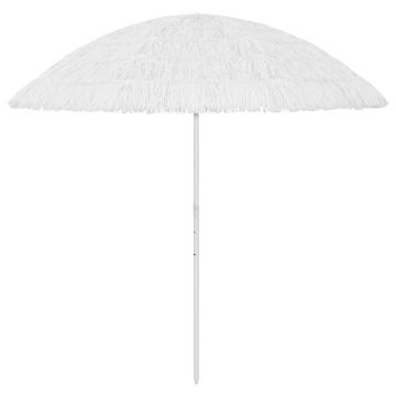 vidaXL Umbrelă de soare de plajă Hawaii, alb, 300 cm