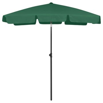 vidaXL Umbrelă de soare de plajă, verde, 180x120 cm