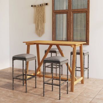vidaXL Set mobilier de bar de grădină cu perne , 5 piese , gri